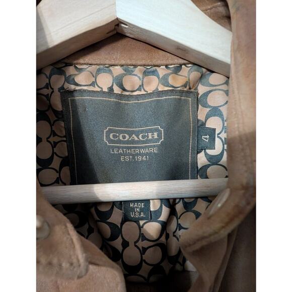 Vintage Coach‎ 100% Genuine Leather Dress Womens 4 Short Sleeve Snap Front - Picture 5 of 10